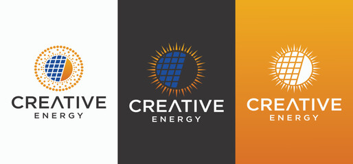 Solar Energy Logo Design, Solar Energy Modern Technology Logo.