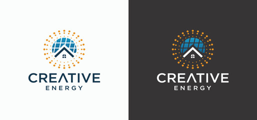 Solar Energy Logo Design, Solar Energy Modern Technology Logo.
