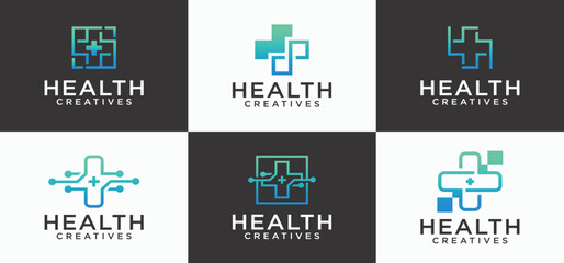 Medical Health Digital Logo, technology medical logo for modern and sophisticated medical care.