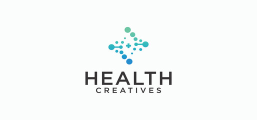 Medical Health Digital Logo, technology medical logo for modern and sophisticated medical care.