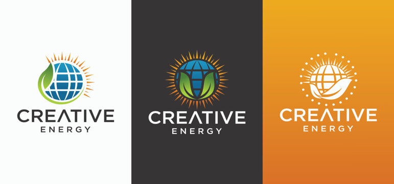 Solar Energy Logo Design, Solar Energy Modern Technology Logo.