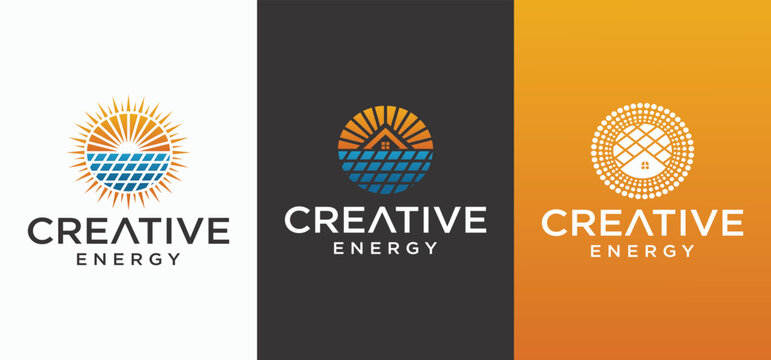 Solar Energy Logo Design, Solar Energy Modern Technology Logo.