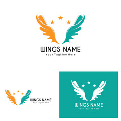 Obraz premium Wings Logo Design, Shield Wings Vector, Bird Feather Illustration