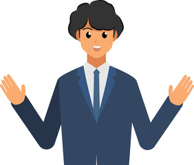cartoon business man wear suit character,png