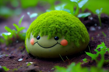 happy smiley moss on the ground