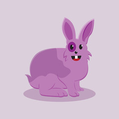 cute purple rabbit vector with shadow