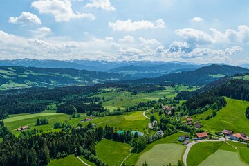 Fototapeta na wymiar Region Scheidegg im Westallgäu - Ausblick in den Bregenzerwald und zum Alpenrand