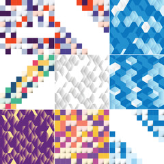 Seamless pattern of colorful blocks with shadow EPS10 vector; pack of 9 available