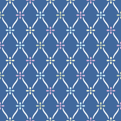 Fototapeta premium Japanese Diamond Net Flower Vector Seamless Pattern