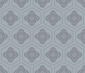 Japanese Luxury Flower Petal Hexagon Vector Seamless Pattern