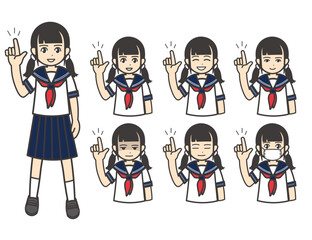 夏服 女子学生 ワンポイント 01