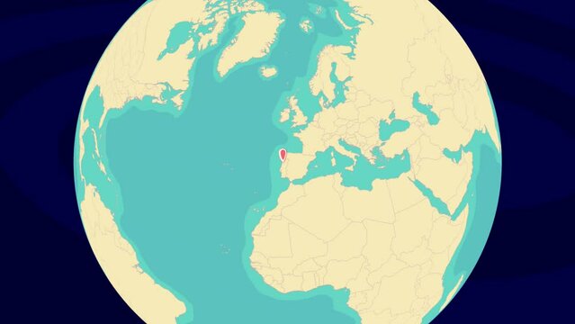 Zooming To Gondomar Location On Stylish World Globe