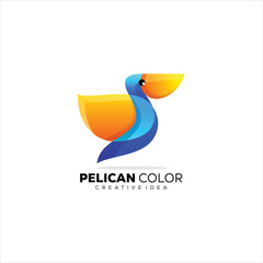 Fototapeta na wymiar vector logo illustration pelican design gradient colorful style