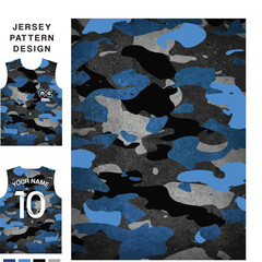 Abstract army blue concept vector jersey pattern template for printing or sublimation sports uniforms football volleyball basketball e-sports cycling and fishing Free Vector.