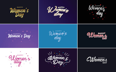 Fototapeta na wymiar Set of Happy International Woman's Day signs and emblems vector design elements. signs. labels. badges collection