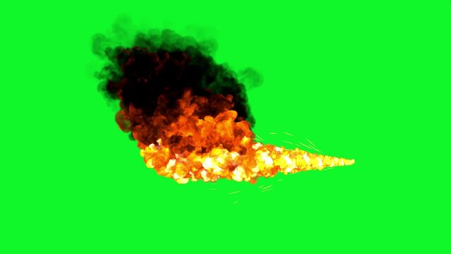 Flame Thrower with smoke on Green Screen