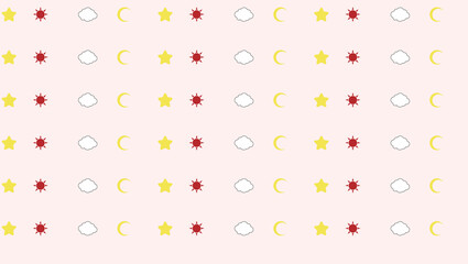 太陽、星、月、雲アイコンのパターン