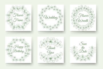 flower frame clip art of doodle floral border elements set of line art floral wreath vector design