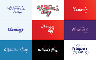 International Women's Day lettering with a love shape. suitable for use in cards. invitations. banners. posters. postcards. stickers. and social media posts