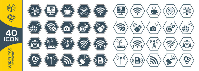 WIRELESS NETWORK ICON SET DESIGN