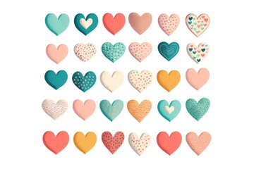 Cute Collection of Hearts, Valentine's Day, Digital Illustration