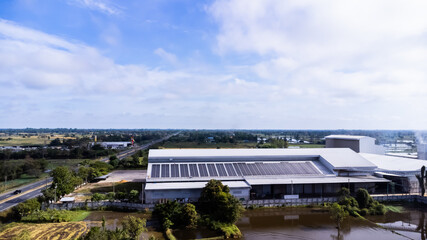 Obraz premium Solar panel, photovoltaic, alternative electricity source - concept of sustainable resources.environmental protection.