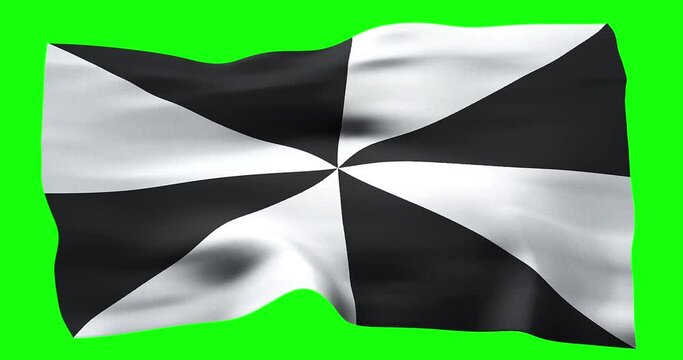 Flag of Ceuta realistic waving on green screen. Seamless loop animation with high quality