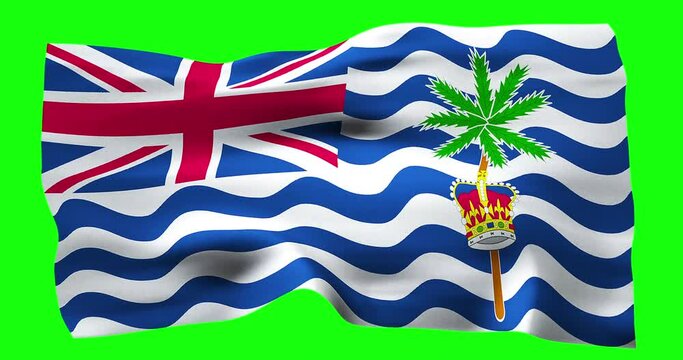 Flag of Commissioner of British Indian Ocean Territory realistic waving on green screen. Seamless loop animation with high quality