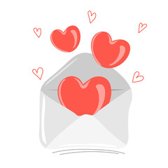 Mail envelope with hearts. Valentine's Day concept. Vector illustration