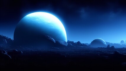 Fototapeta na wymiar Majestic Alien Planet Landscape. Game background.