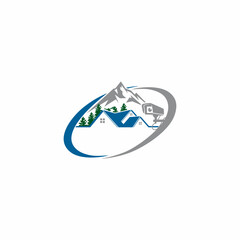 illustration of a adventurous mountains,Real Estatet Logo