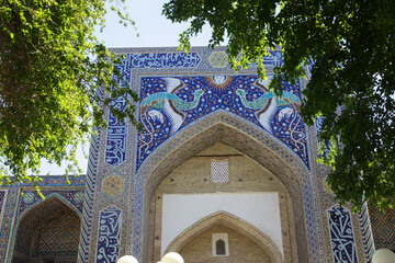 Madrasah Nodir Divan-Begi in the Lyabi-Khauz ensemble in Bukhara in Uzbekistan.