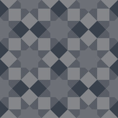 Seamless abstract background pattern. Square shape and gray eight-pointed star. Texture design for vector illustration.