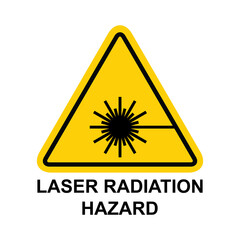 Laser radiation danger label icon, safety protection information symbol vector illustration