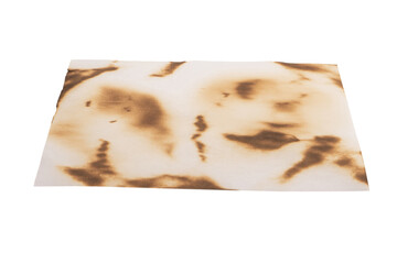 Burnt paper isolated on a white background.