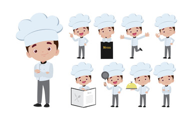 Chef with different poses. vector