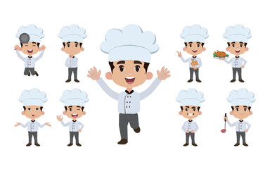 Chef with different poses. vector