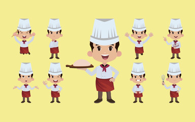 Chef with different poses. vector