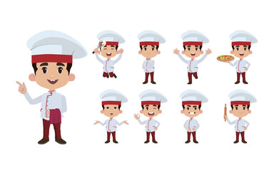 Chef with different poses. vector