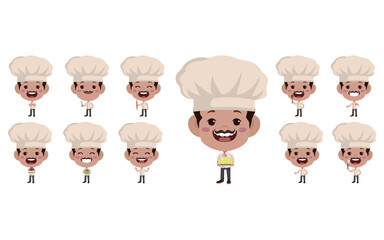 Chef with different poses. vector