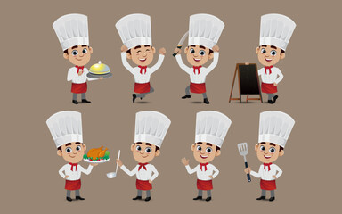 Set of Chef characters in different poses