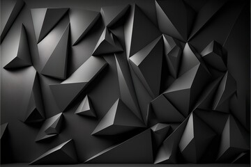 Black triangular abstract background, Grunge surface,. Generative AI