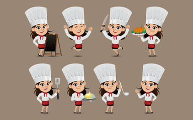 Set of Chef characters in different poses