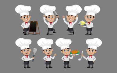 Set of Chef characters in different poses