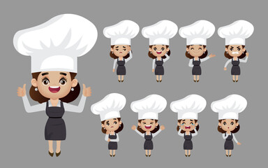 Chef with different poses. vector
