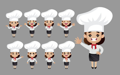 Chef with different poses. vector