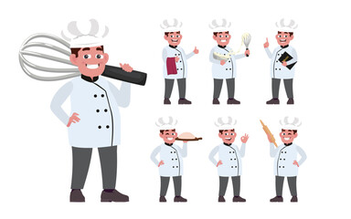 Set of Chef characters in different poses