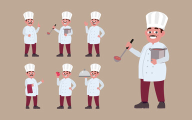 Set of Chef characters in different poses