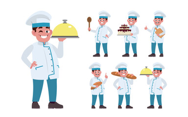 Set of Chef characters in different poses