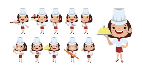 Set of Chef characters in different poses
